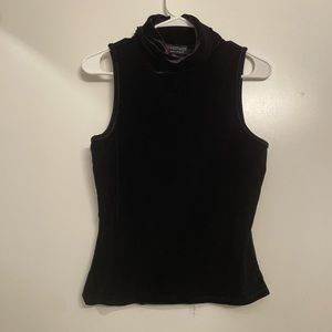 Vintage Hot Kiss Women's Black Velvet Vest turtleneck sleeveless top size Large